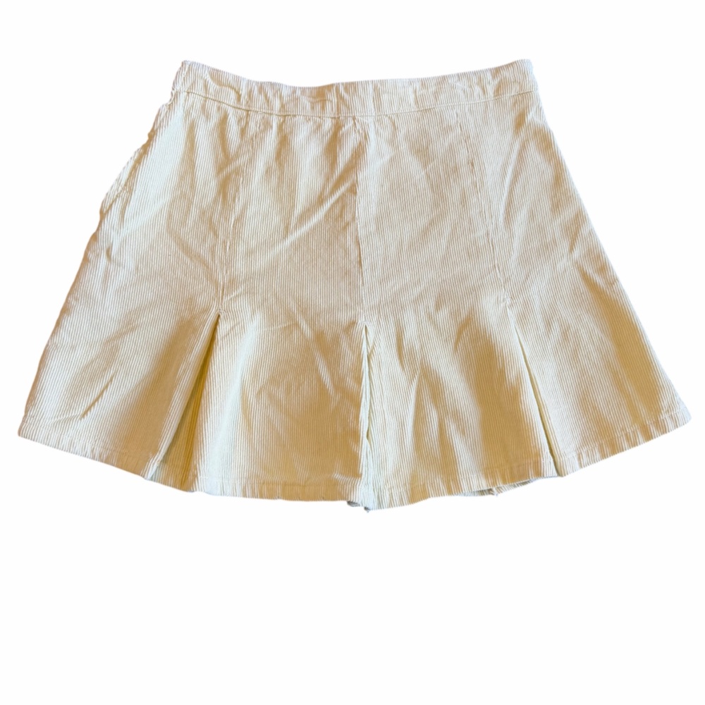 BDG Urban Outfitters Cream Ribbed Skater Mini‎ Skirt Size M 100% Cotton